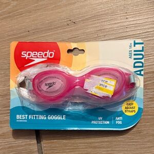 Speedo Pink Adult Swim Goggles with Gray Strap Accents